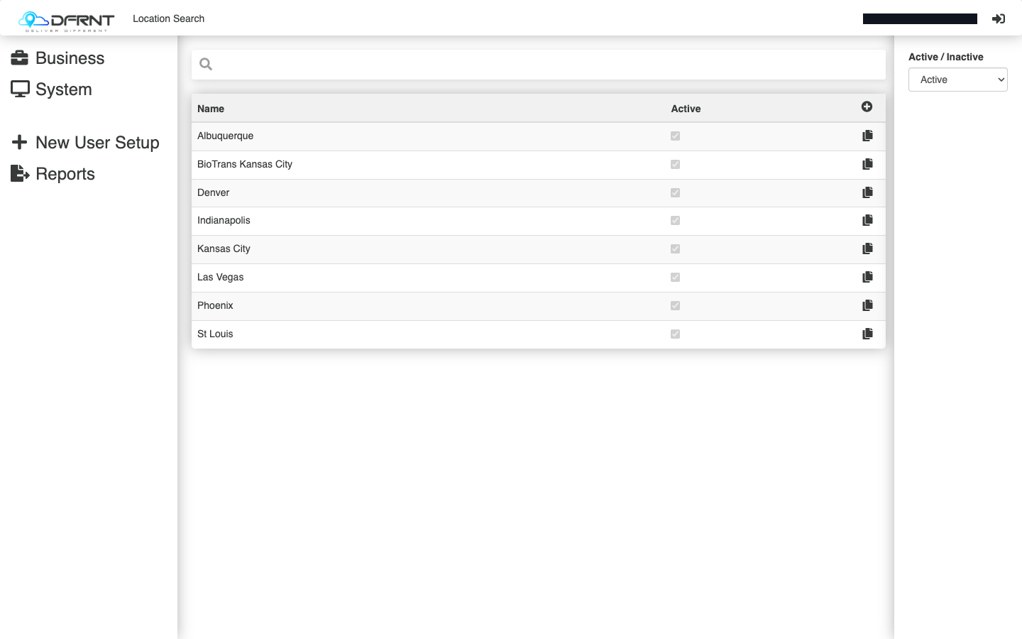 The location list